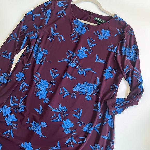 Lauren Ralph Lauren Burgundy and Blue Floral Dress - Picture 7 of 9
